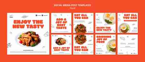 PSD gratuito collezione di post di instagram del ristorante all you can eat