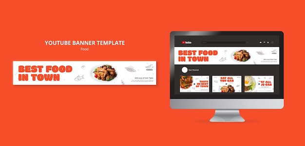 PSD gratuito modello di banner youtube del ristorante all you can eat