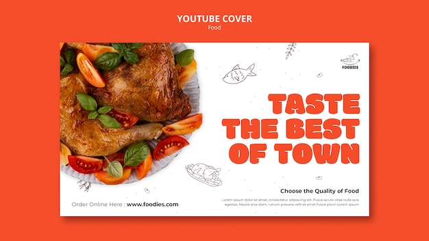 Free PSD all you can eat restaurant youtube cover template