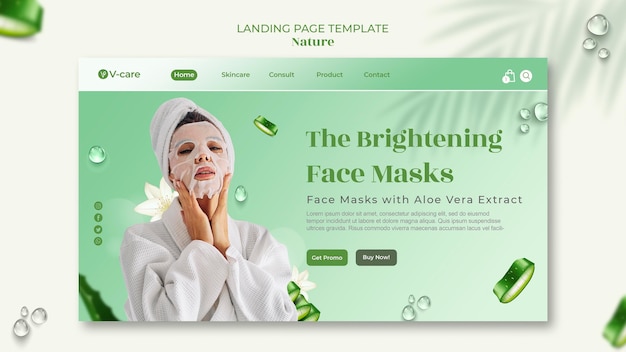 Aloe vera natural cosmetics landing page template design