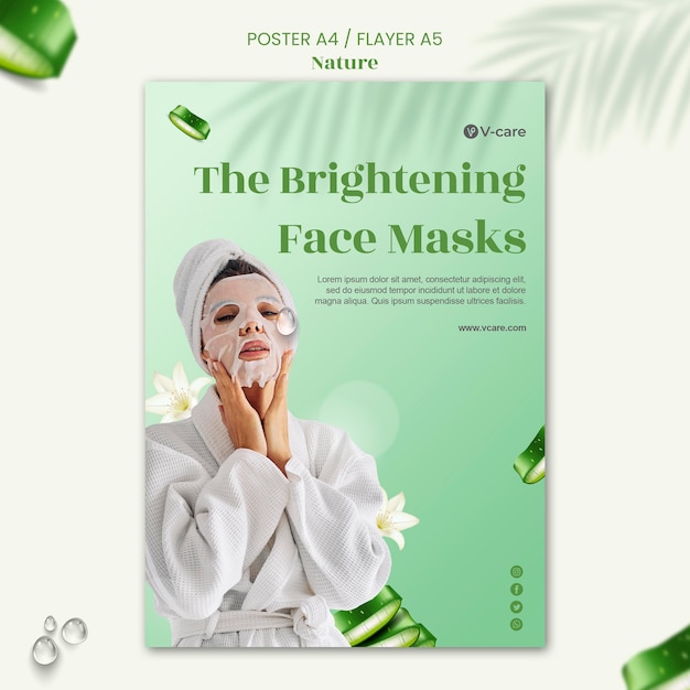 Free PSD aloe vera natural cosmetics poster and flyer template design