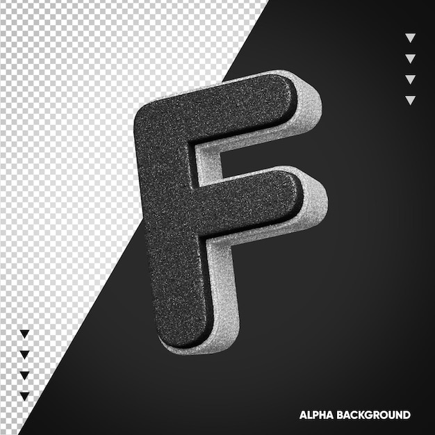 Free PSD alphabet 3d letter f white with black