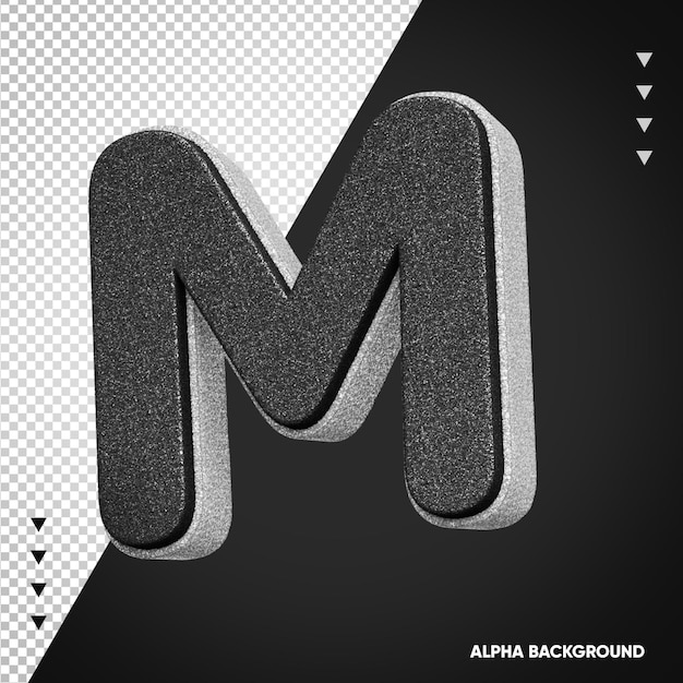 Free PSD alphabet 3d letter m white with black