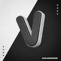 Free PSD alphabet 3d letter v white with black