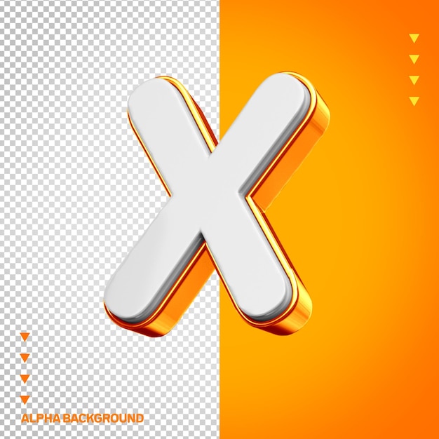 Free PSD alphabet 3d letter x white with orange