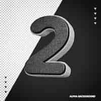 Free PSD alphabet 3d number 2 white with black