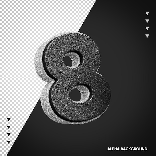 Free PSD alphabet 3d number 8 white with black