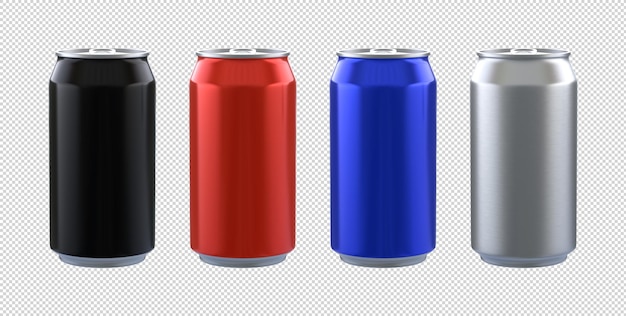 Aluminum can mockup on transparent background