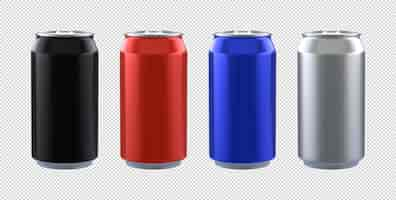 Free PSD aluminum can mockup on transparent background