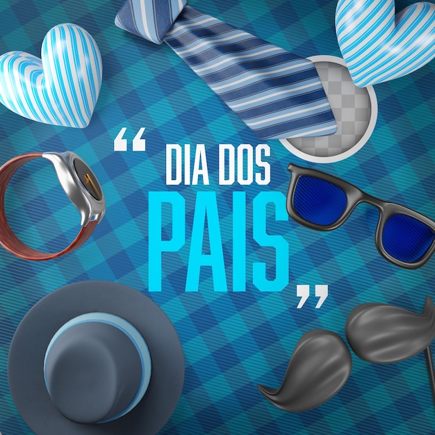 Amazing fathers day banner Dia dos pais 3d illustration