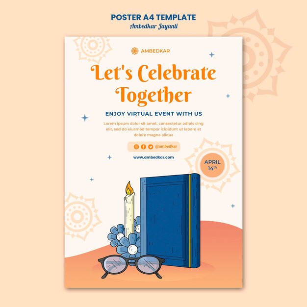 Ambedkar jayanti poster template