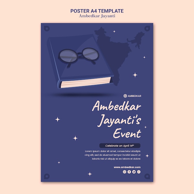 PSD gratuito modello di poster di ambedkar jayanti