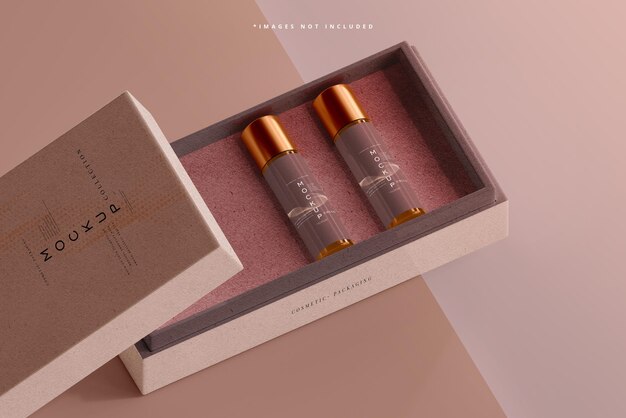 Amber glass cosmetic bottle mockup