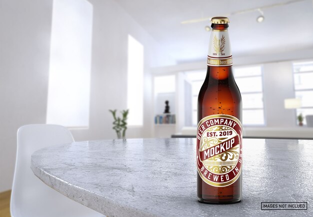 Download Premium Psd Amber And Green Glass Beer Bottle Mockup