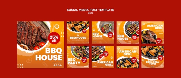 Posta di social media americana barbecue e grill house