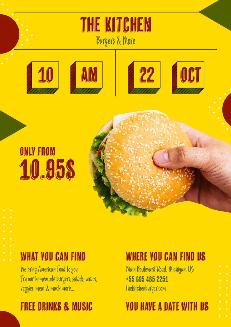 Free PSD american burger with special offer menu