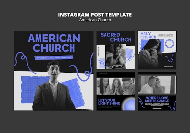 PSD gratuito design del modello della chiesa americana