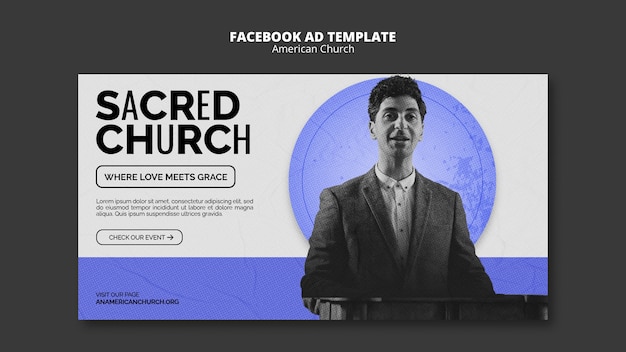 PSD gratuito design del modello della chiesa americana