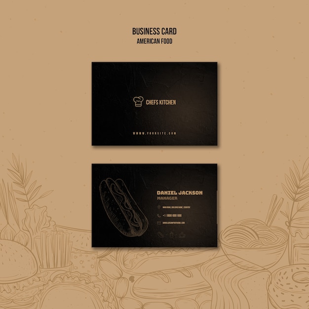 Free PSD american classic hot dogs business card template