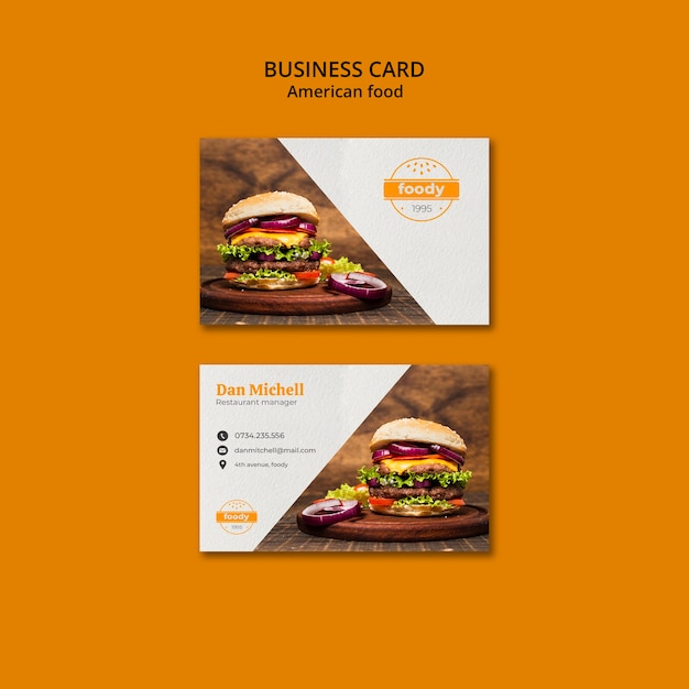 Free PSD american fast food and fries combo business card