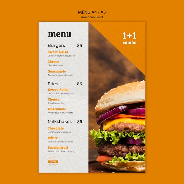 Free PSD american fast food and fries combo menu