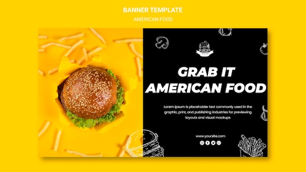 Modello di banner di cibo americano