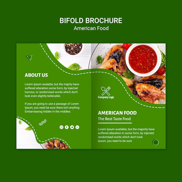 PSD gratuito brochure bifold cibo americano