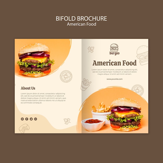 Modello di carta brochure cibo americano