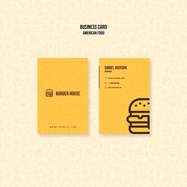 American food business card template