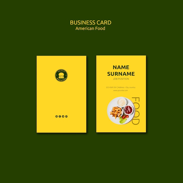 Free PSD american food business card tmplate