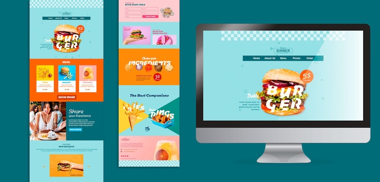 Free PSD american food concept web template