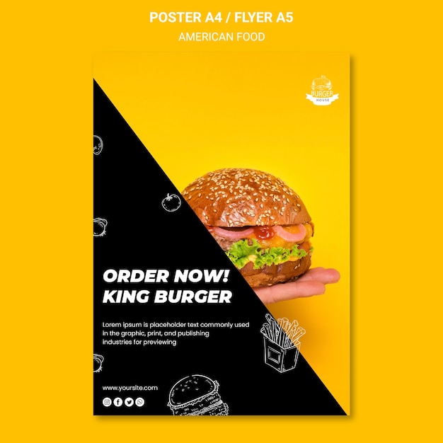 Free PSD american food flyer template concept