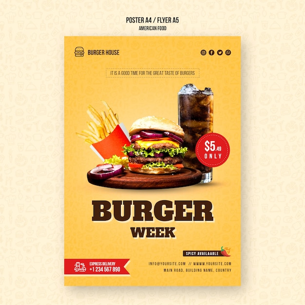 Free PSD american food flyer template