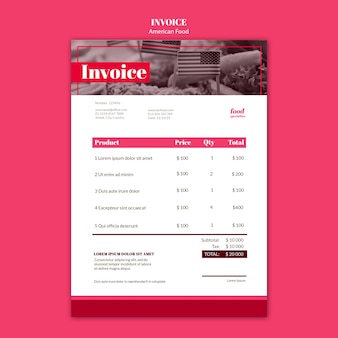 American food invoice template