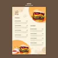 Free PSD american food menu template concept