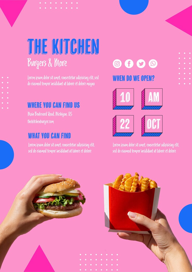 Free PSD american food menu with burger and fries