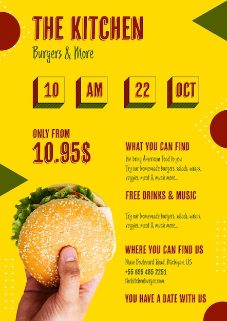 Free PSD american food menu with burger