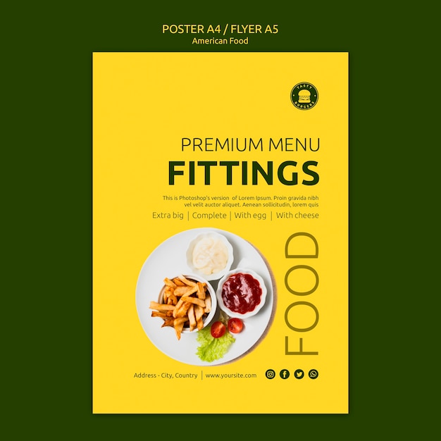 Free PSD american food poster concept template