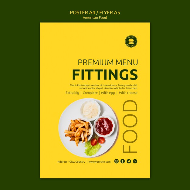 American food poster concept template