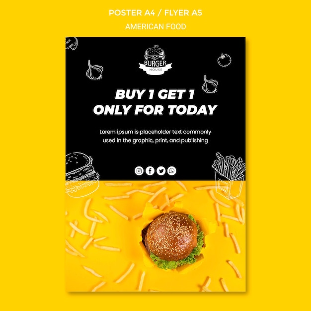 Free PSD american food poster template theme