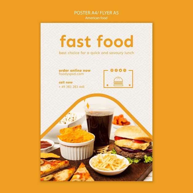 アメリカ料理のポスターテンプレート