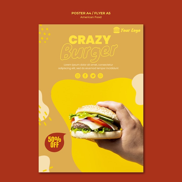 Free PSD american food poster template