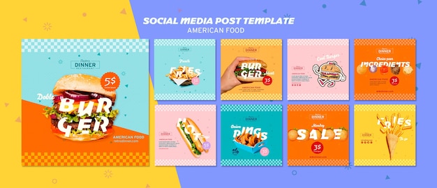 Free PSD american food social media post template