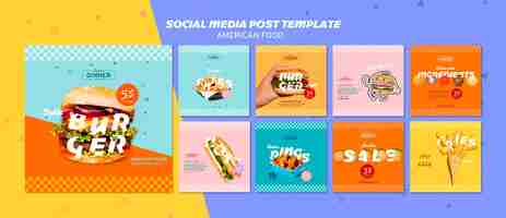 Free PSD american food social media post template