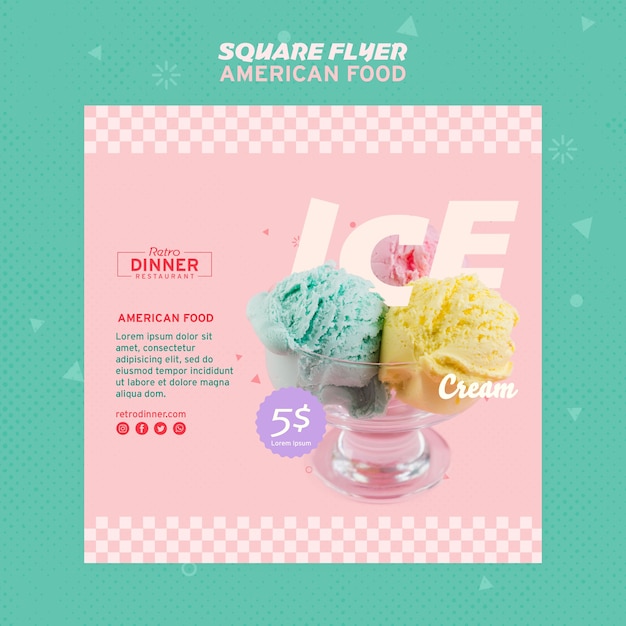 Free PSD american food square flyer template