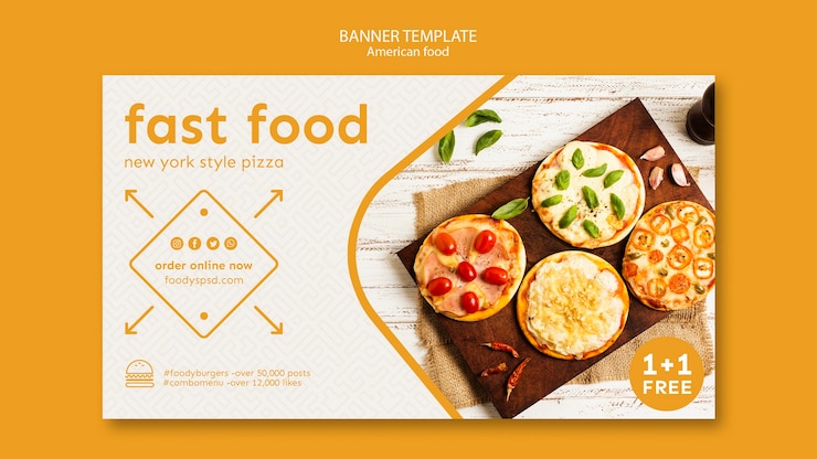 मुफ़्त PSD american food template banner