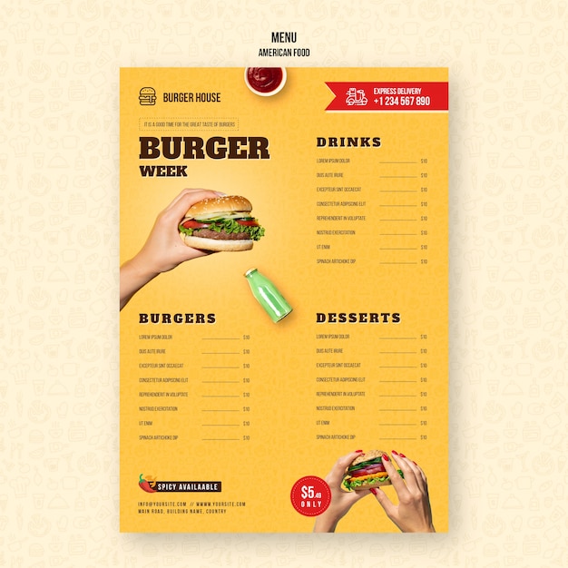 American food template menu