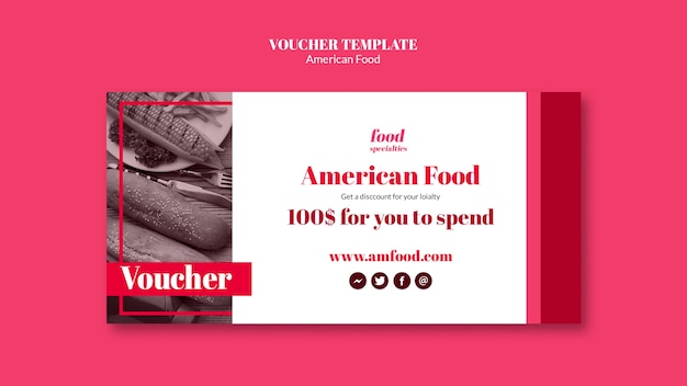 Free PSD american food template voucher