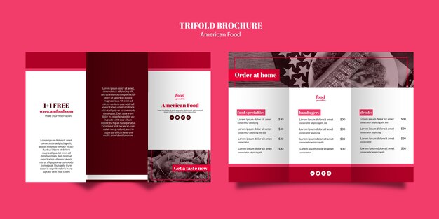 American food trifold brochure template
