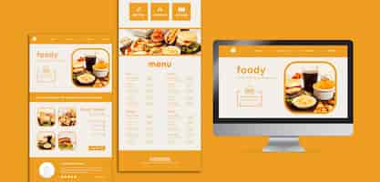 PSD gratuito sito web di cibo americano e modello di interfaccia app
